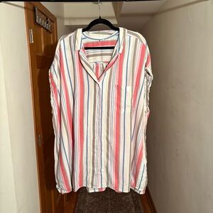 Vertical Multicolor Striped Sleeveless Button-Up Blouse